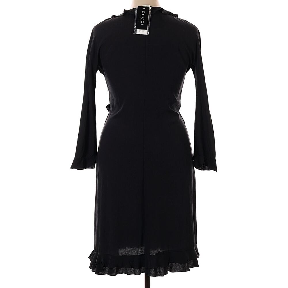 Gucci Black FW16 Silk Ruffle Midi Dress NWT US 10-12 Designer - Picture 3 of 12